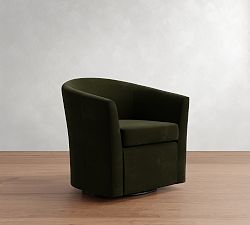Open Box: Hyde Swivel Chair - Faux Mohair Velvet Loden