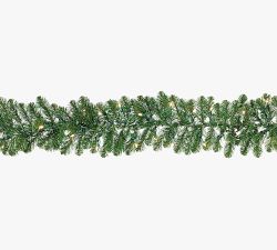 Faux Noble Fir Garland with Clear Lights - Set of 2