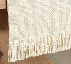 Open Box: Handwoven Basketweave Cotton Fringe Table Runner