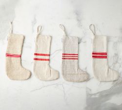 Vintage Grain Sack Holiday Stocking
