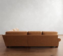 Turner Roll Arm Leather 3-Piece L-Shaped Wedge Sectional (124&quot;)