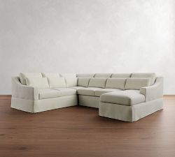 York Slope Arm Deep Seat Slipcovered 4-Piece Chaise Sectional (121&quot;)