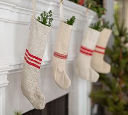 Vintage Grain Sack Holiday Stocking