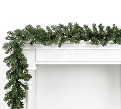 Faux Noble Fir Garland with Clear Lights - Set of 2