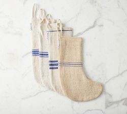 Vintage Grain Sack Holiday Stocking