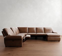 Turner Roll Arm Leather Power Reclining L-Shaped Chaise Sectional (147"&ndash;160")