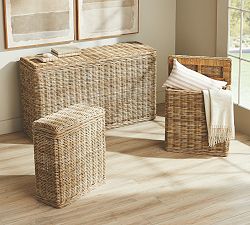 Rattan Handwoven Storage Console with Nesting Baskets