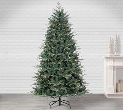 Lit Natural Cut Blue Spruce Faux Christmas Tree