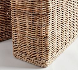 Rattan Handwoven Storage Console with Nesting Baskets