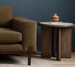 Dante Reclaimed Wood &amp; Marble Round End Table