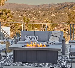 Floyd Concrete Rectangular Propane Fire Pit Table with Lid Cover (72&quot;)