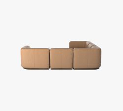 Mila Leather 5-Piece L-Shaped Sectional with Ottoman