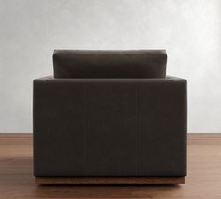 Jake Leather Brindle Wood Base Swivel Chair