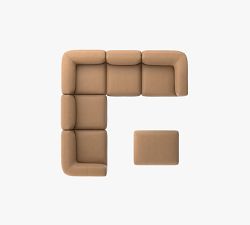 Mila Leather 5-Piece L-Shaped Sectional with Ottoman