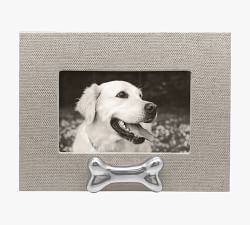 Linen Picture Frame with Silver Dog Bone
