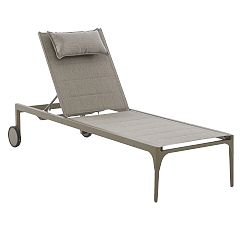 Aeko Outdoor Upholstered Single Chaise Lounge with Wheels