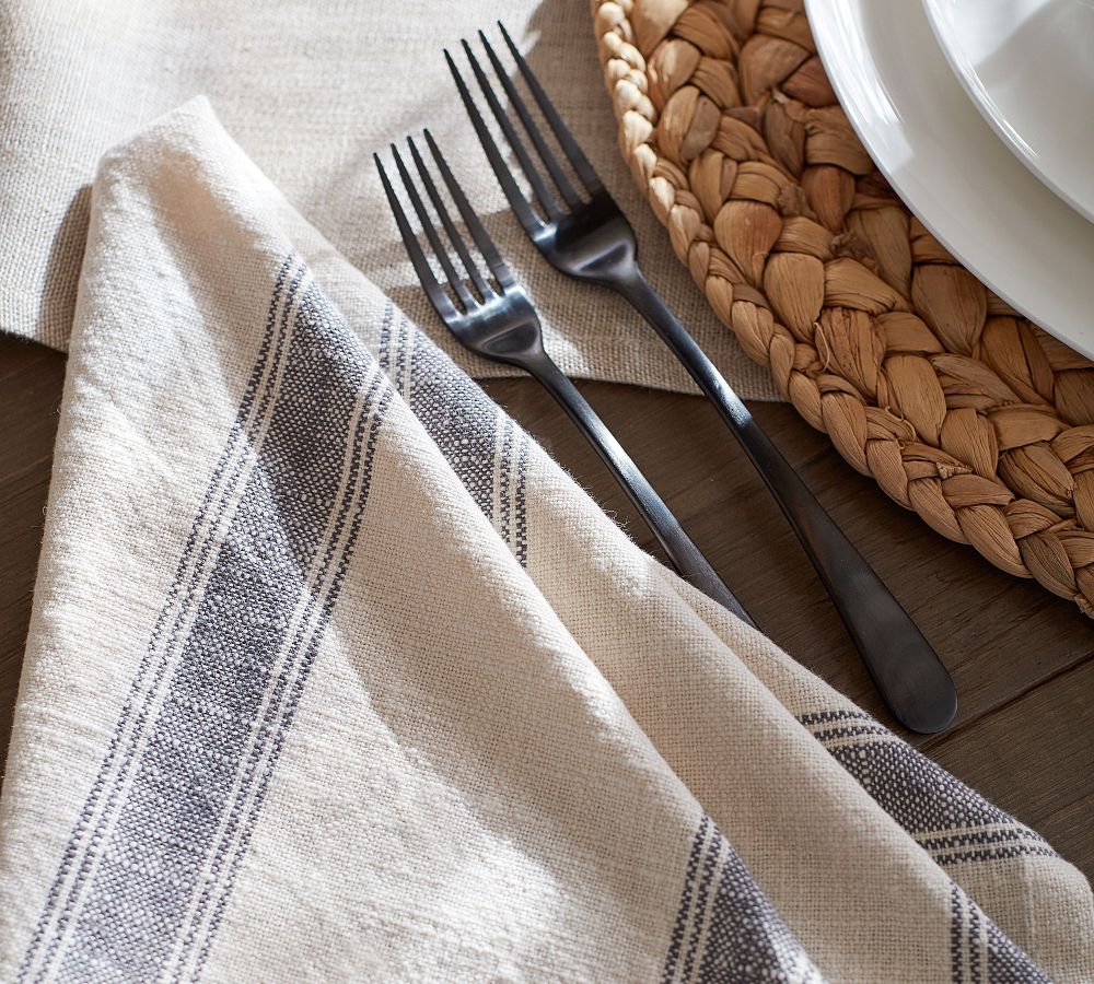Pottery Barn French Striped Set of 4 100% Organic Cotton Napkins