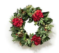 Handcrafted Faux Hydrangea Holiday Wreath