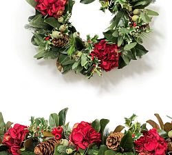 Handcrafted Faux Hydrangea Holiday Wreath