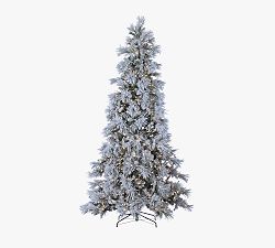 Multi-Functional Lit Flocked Snowbell Pine Faux Christmas Trees