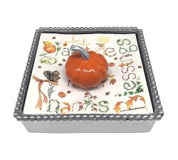 Pumpkin Handcrafted Recycled Napkin Holder with Napkins