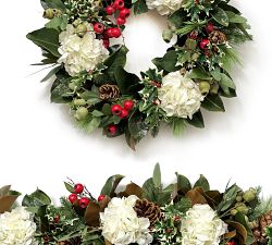 Handcrafted Faux Hydrangea Holiday Wreath