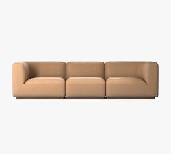 Mila Leather Square Arm 3-Piece Modular Sofa