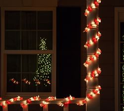 Red And Clear Incandescent Garland Lights With White Wire - 18'