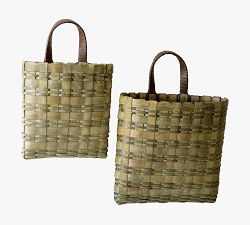 Wooden Wall Hanging Baskets - Set of 2