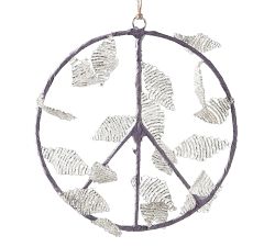 Beaded Leaf Peace Sign Ornament