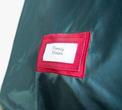 Decorated Upright Tree Storage Bag with Rolling Tree Stand