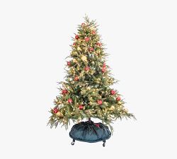 Decorated Upright Tree Storage Bag with Rolling Tree Stand
