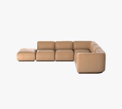 Mila Leather 5-Piece Grand L-Shaped Sectional