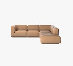 Mila Leather 5-Piece Grand L-Shaped Sectional