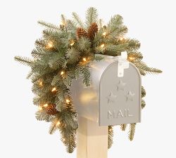 Open Box: Lit LED Faux Arctic Spruce Mailbox Swag