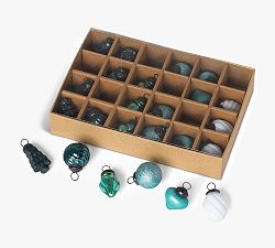Mini Vintage Teal Ornaments - Set of 24