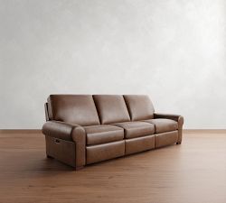Turner Roll Arm Leather Power Reclining Sofa - Storage Available (77&quot;&ndash;132&quot;)