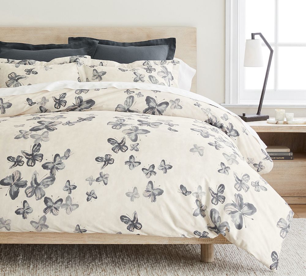 Butterfly Kisses Organic Percale Duvet Cover - Full/Queen