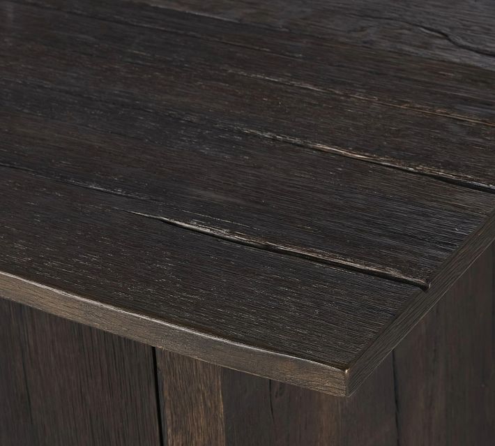 Close-up of dark wood surface with horizontal plank grain