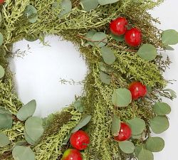 Handcrafted Dried Silver Dollar and Eucalyptus and Apple Indoor/Outdoor Botanicals