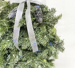 Handcrafted Lit Fresh Evergreen Eucalyptus and Pinecone Indoor/Outdoor Botanicals