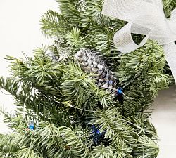 Handcrafted Lit Fresh Evergreen Eucalyptus and Pinecone Indoor/Outdoor Botanicals