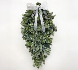 Handcrafted Lit Fresh Evergreen Eucalyptus and Pinecone Indoor/Outdoor Botanicals
