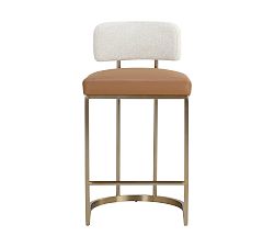 Open Box: Boone Faux Leather Counter Stool - Cream/Cognac
