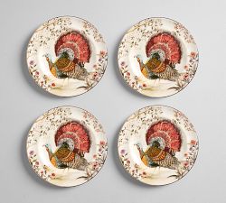 Botanical Harvest Turkey Stoneware Salad Plates - Set of 4