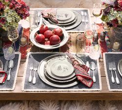 Rustic Reindeer Stoneware Salad Plates - Set of 4