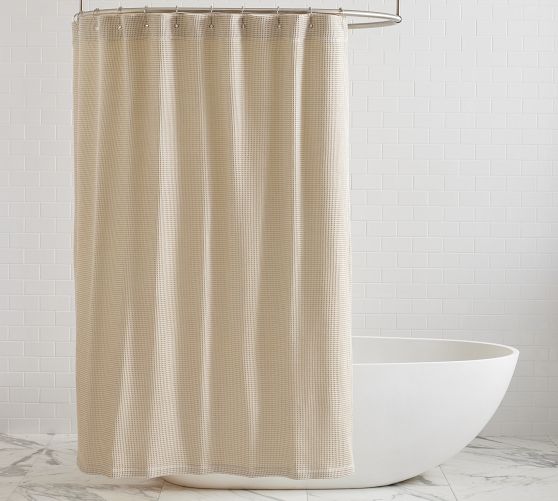 Waffle Weave Cotton Shower Curtain - Thumbnail 3