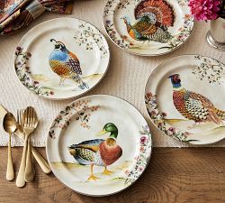 Botanical Harvest Bird Stoneware 8-Piece Dinnerware Set