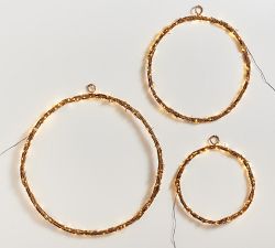 Handcrafted Rattan Wreaths with Twinkle Lights - Set of 3