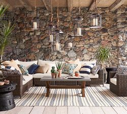 Torrey Wicker 6-Piece Square Arm Outdoor Sectional (130&quot;)